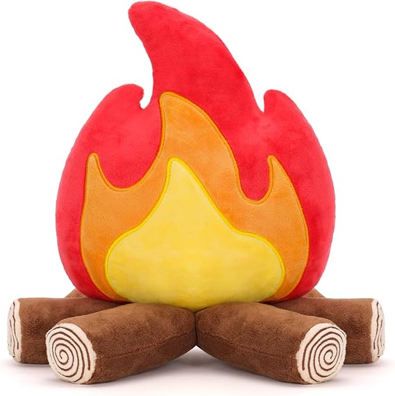 FunisFun Campfire Plush Toys, Fake Fire Firewood Plush Pillow for Adults