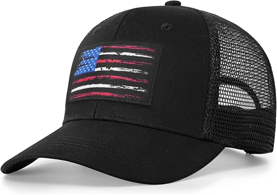 American Fish Flag Trucker Hat, Fishing Gifts for Men Women