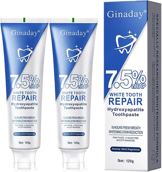 2 Pcs Hydroxyapatite Toothpaste, 7.5% Hydroxyapatite Toothpaste for Advanced Enamel Protection and Tooth Strengthening.