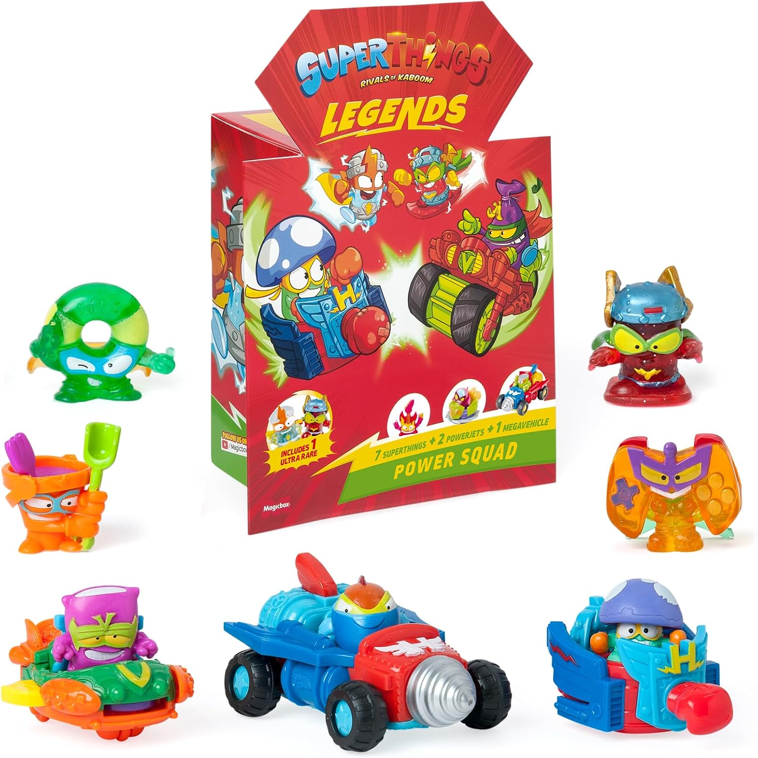 SUPERTHINGS Legend Power Scad Super Pack of the Most Legendary Super Things Characters - 6 Super Things, 2 Power Jets, 1 Mega Vehicle, 1 Super Thing Ultra Rare - Series 1 to 9 Products