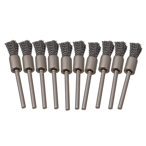 ETFBUY 10PCS Silver 8mm Stainless Steel Extended Pen Shape Wire Brush Sweeping for Compatible Rotary Tool