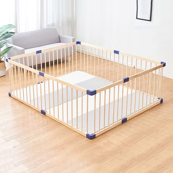 Jolan Baby Playpen, Wooden Safety Playard for Baby and Toddlers, Breathable, Durable, Indoor/Outdoor Activity Center, Learn to Stand and Walk, 80x80cm