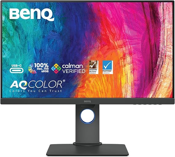 BenQ Creative Pro PD2705Q 27 inch 2K QHD Monitor for Mac, Commercial/Graphics Design, Video Editing, USB-C, 100% sRGB/Rec.709, Display Pilot, KVM, Low Blue Light, Flicker-Free, IPS, ICCsync, Black