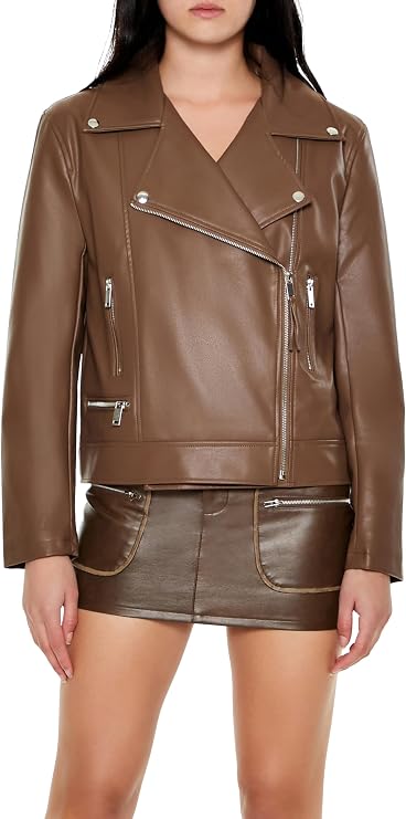 Forever 21 Women's Faux Leather Zip-up Moto Jacket