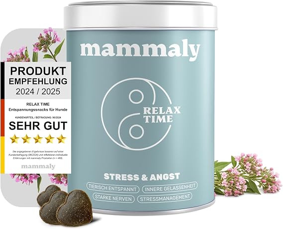mammaly Relax Time® Entspannungs-Komplex mit Baldrian (bis 30 Tage) mit 60 Snacks für Beruhigung & Anti-Stress - mit Bierhefe Probiotika - DLG zertifiziert - mit Tierärzten entwickelt