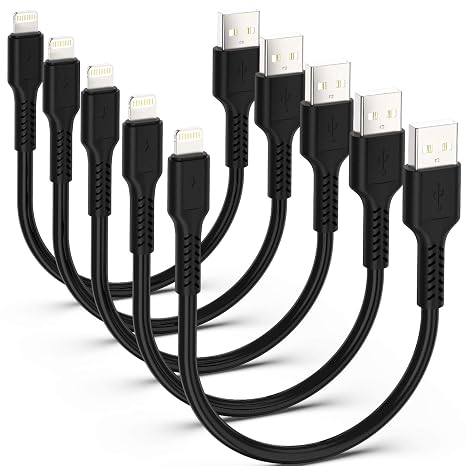 Short Charger Cable [5 Pack MFi Certified 0.2M] Lightning Lead
