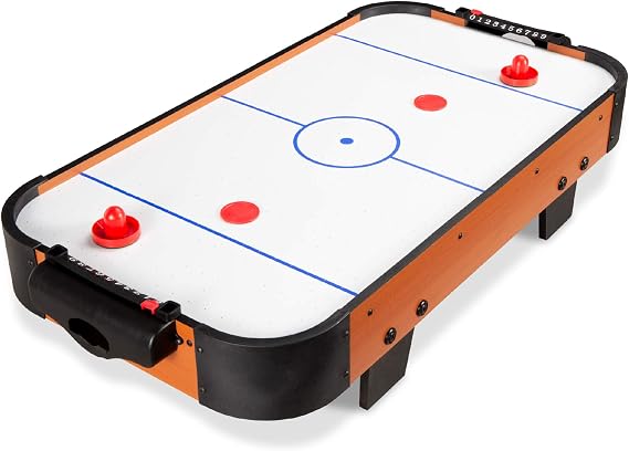 Best Choice Products Portable Tabletop Air Hockey Table for Game Room w/ 100V Motor, Electric Fan, 2 Strikers, 2 Pucks