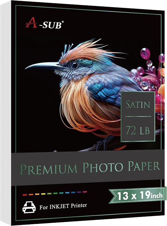 A-SUB Satin Photo Paper, Waterproof, 13x19 Inch