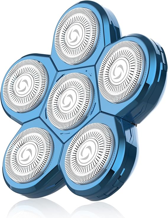 Kibiy Bald Shaver Replacement Heads (6 Blades, Light Blue)