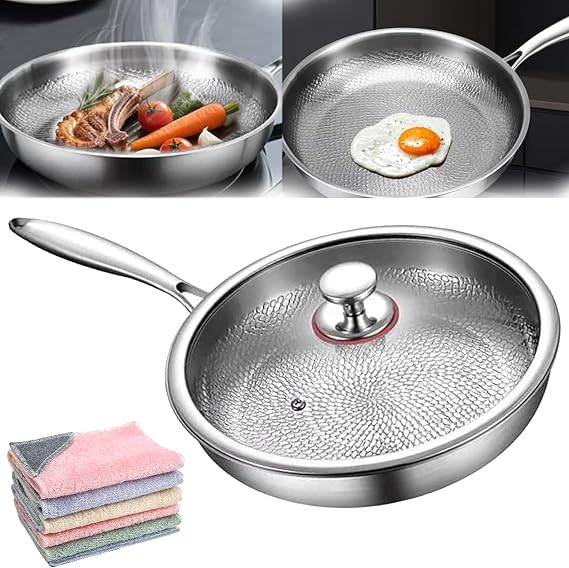 Titanium Hammered Pan Pro With Lid, 2026 New 10 inch Cooking Titanium Pot