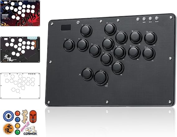Haute42 U16 ブラック レバーレスアケコン 連射機能 & RGB LED搭載 ホットスワップ対応でボタン交換自由 コンパクト設計 極薄の厚さで持ち運び便利 膝置き可能 格闘ゲームに最適 PC/Switch/PS4/PS3対応 日本語説明書付き