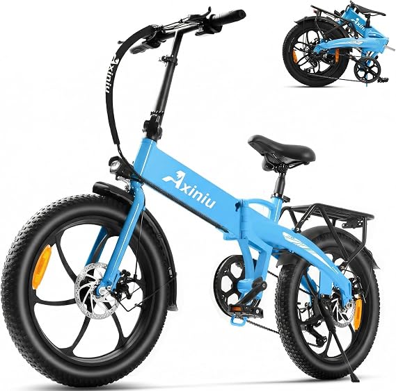 Axiniu 20" Folding Electric Bike850W Electric Bikes for Adults48V 13Ah Portable Battery48.5Lbs Lightweight Folding E-Bike60 Miles Range25mph Speed - Class 2 Fat TIre Ebike
