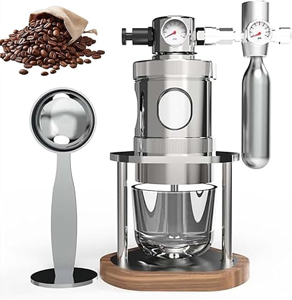 Pneumatic Espresso Machine, Manual Air Pressure Coffee Maker, with Gauge, 16Bar Fast Extraction, Detachable Compact Design, Ideal for Home Use Camping Trips and Travel Journeys(51mm)