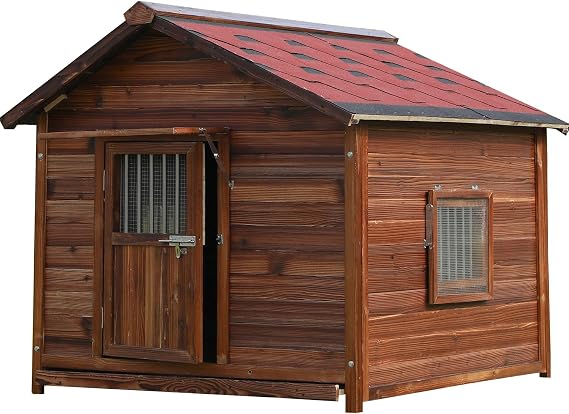 Dog House Outdoor&Indoor Weatherproof,Luxury Wooden Dog Kennel for Small Medium Large Dogs, Classic Pet House Outside for Garden Backyard Farm, L-34.64''(D)*26.77''(W)*34.25''(H)