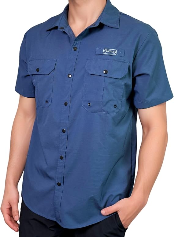 Men's UV UPF 50+ Sun Protection Short Sleeve Shirt, Fishing Shirts for Men, Poncho Shirts for Men, Button Up Shirts for Men