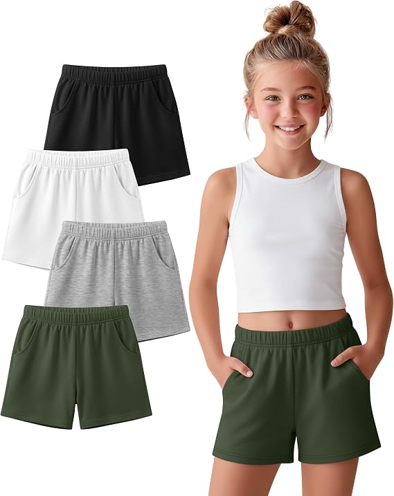 4 Pack Girls' Casual Shorts