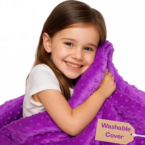 hazli Super-Soft Weighted Blanket 5 Pounds - Easy to Clean, Washable Minky Cover - 36x48 Inches 5lbs Heavy Blanket for School-Age Children Ages 5+