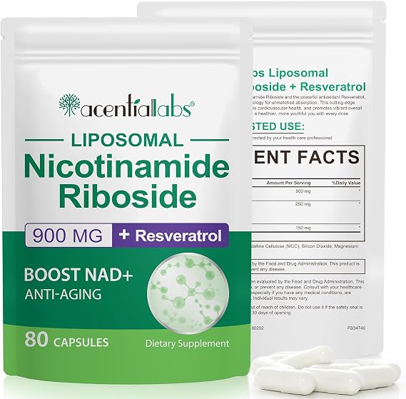 NAD+ Supplement with Nicotinamide Riboside | Pure Advanced Formula 80 Capsules-900mg,for Anti-Aging, Focus on Skin & Overall Health