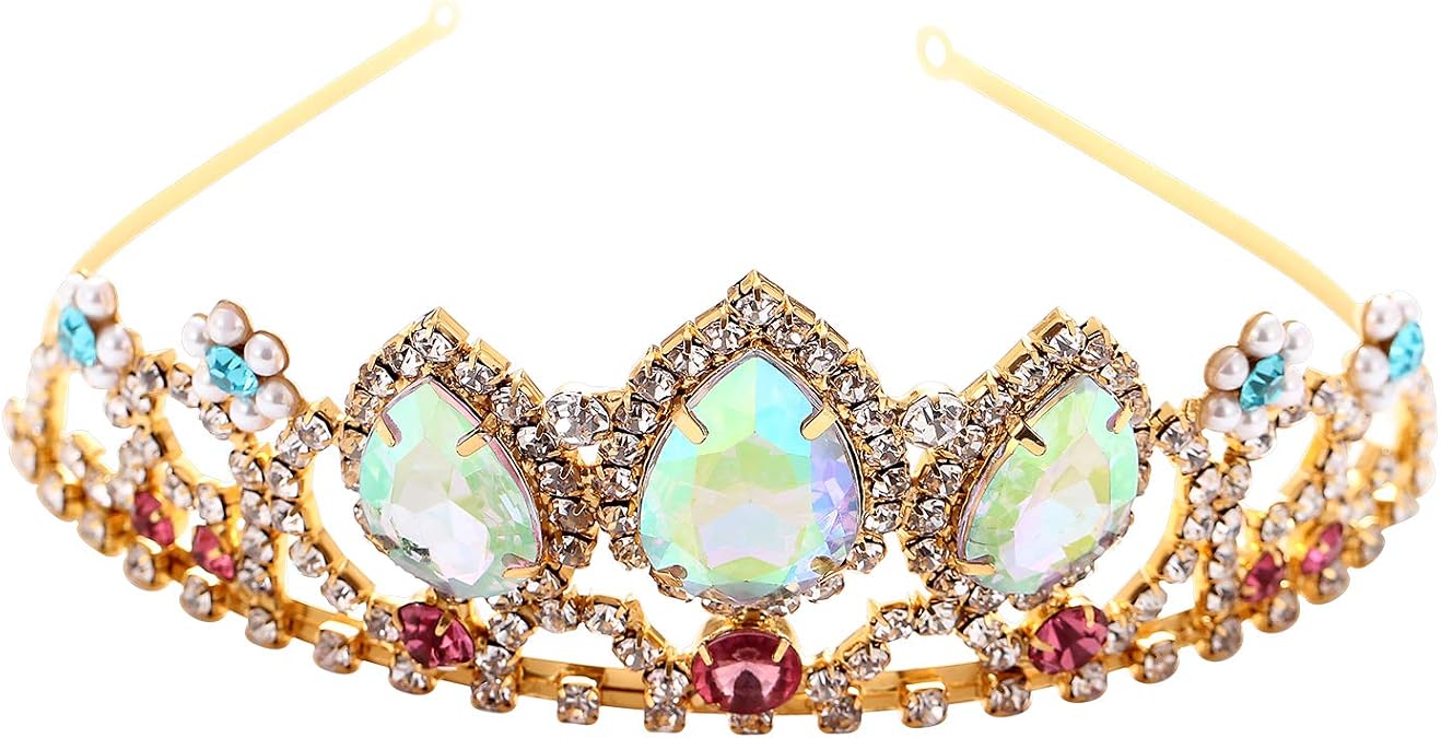 FUNLMO Rapunzel Crown Princess Tiara Costume Accessories for Women Halloween Cosplay Bridal Wedding Prom Birthday Gifts