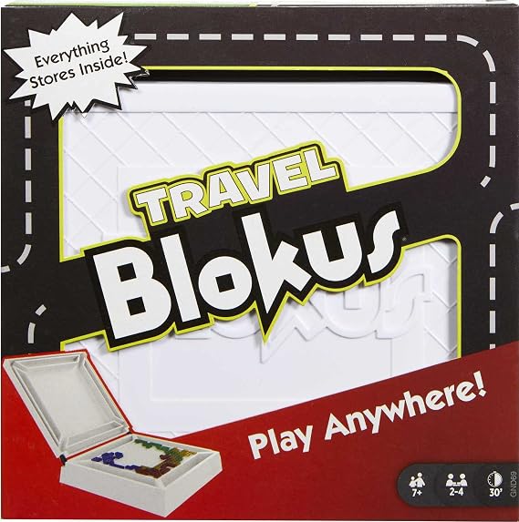 Mattel Games Travel Blokus Strategy Game for Kids & Family, Board Game for 2 to 4 Players with 4 Color Pieces, Gift for Ages 7 Years Old & Up