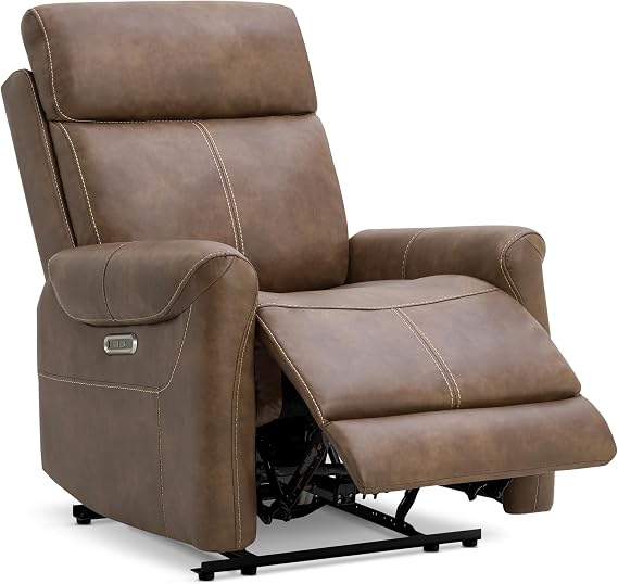 KISLOT Wall Hugger Recliner Chair, Faux Leather Power Reclining, Brown, 1PC | USB Charging Ports, Electric RV Recliner, Home Theater Seating, Living Room, Bedroom