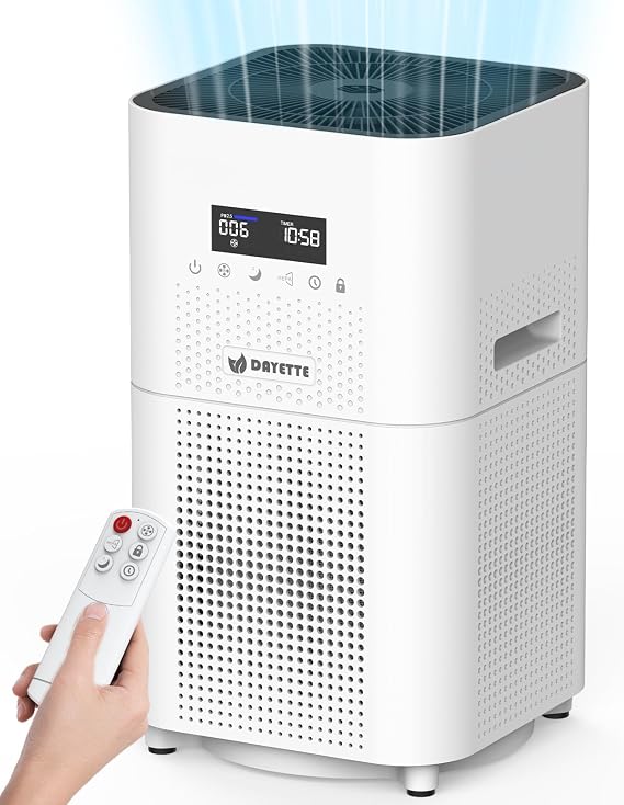 DAYETTE Air Purifiers for Home Large Room up to 3000 Sq Ft, H14 HEPA Filter | CADR Upgrade to 500 m3/h, PM2.5 Display Air Quality Sensor, 22dB Sleep Mode Air Purifier for Bedroom, Dorm room, Pets, Office