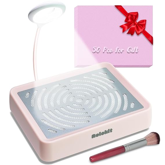 Nail Dust Collector with Lamp & 50pcs Disposable Filter & Dusting Brush