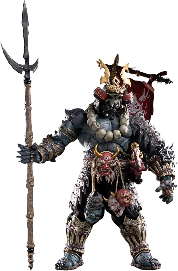 METYTOYZ 1/10 World of Warcraft Blue Oni Samurai Action Figure,Highly Articulated Japanese Demon Warrior with Weapons and Armor Accessories, Collectible Fantasy Figure for Adult Collectors