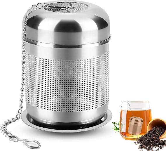 Tea Infuser for Loose Tea,304 Stainless Steel Tea Strainer for Loose Tea,Tea Infuser with Drip Trays,Tea Filter Diffuser with Extended Chain Hook,for Loose Leaf Tea,Herbal Tea,Spice(Teapot,Mugs,Cups)