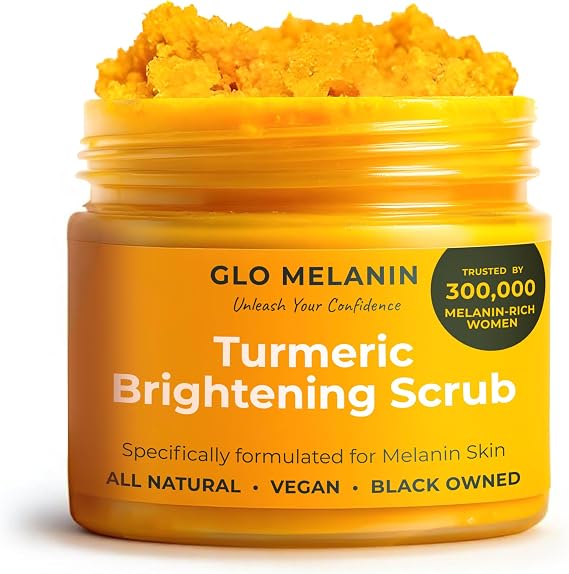Glo Melanin - GLO Melanin and Turmeric Scrub for Dark Spots, Brightens the Inner Area of the Thighs, Bikinis and Armpits, Natural