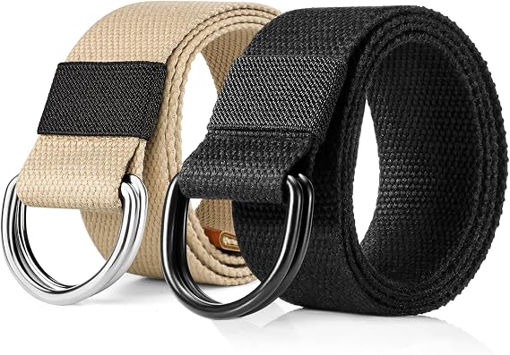 Canvas Web Belt for Men Women, Casual Double D Ring Belt 1 1/2" Wide
