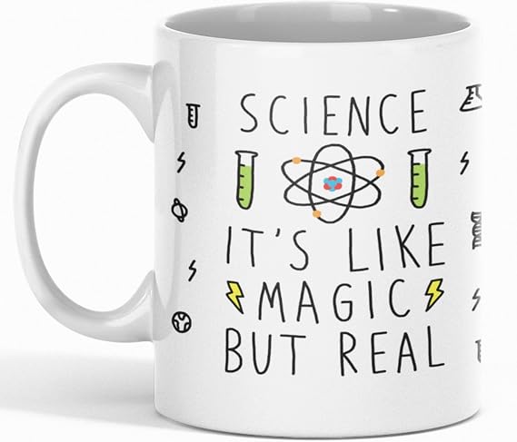 LookHUMAN Science Coffee Mug - Unique Coffee Mugs for Coffee Lovers, Double-Sided Print Ceramic Coffee Cups as Science Teacher Gifts, Dishwasher Safe Novelty Coffee Mugs for Women & Men, 11oz