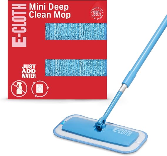 E-Cloth Mini Deep Clean Mop, Premium Microfiber Mops for Floor Cleaning, Great for Hardwood, Laminate, Tile and Stone Flooring, Washable and Reusable, 100 Wash Guarantee, 1 Pack