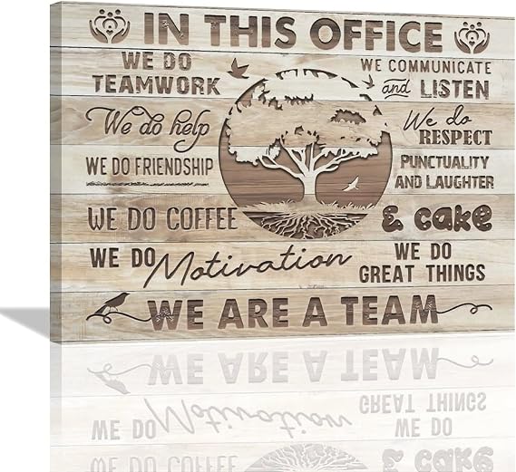 In This Office Canvas Wall Art Motivational Wall Art for Office We are A Team Inspirational Quotes Wall Decor Teamwork Wall Art Tree Background Modern Office Wall Decor Painting Prints Artwork Framed