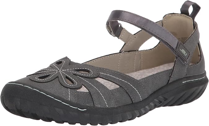 JBU by Jambu Women's Magnolia Mary Jane Flat, Charcoal, 24.5, charcoal, 25.5 cm