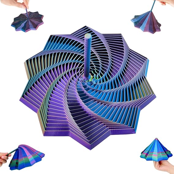 3D Printed Spiral Fidget Toy with Handle, 11cm Sensory Fidget Star