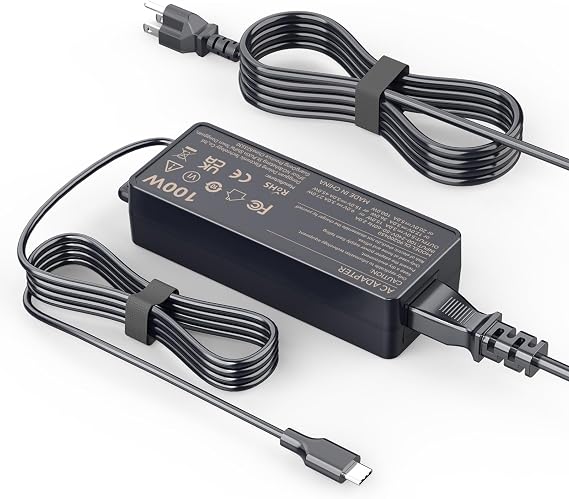100W USB C Laptop Charger, 100W Fast Charging Compatible with Lenovo HP Dell Asus Acer MacBook Huawei Samsung Type C Power Adapter Supply Supports 90W 65W 45W
