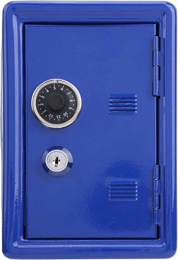 and Lock Box for Kids, Children Mini Money Box Piggy Bank for Home, Metal Small Cash Box with Lock(Blue)