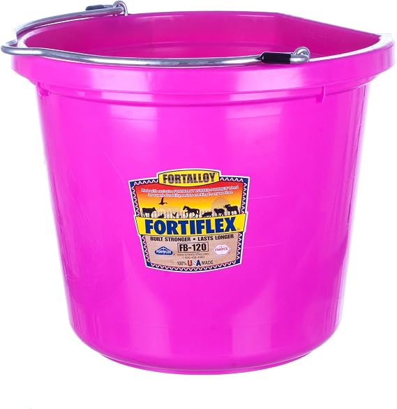 Fortiflex Flat Back Feed Bucket for Dogs/Cats and Small Animals, 20-Quart, Hot Pink