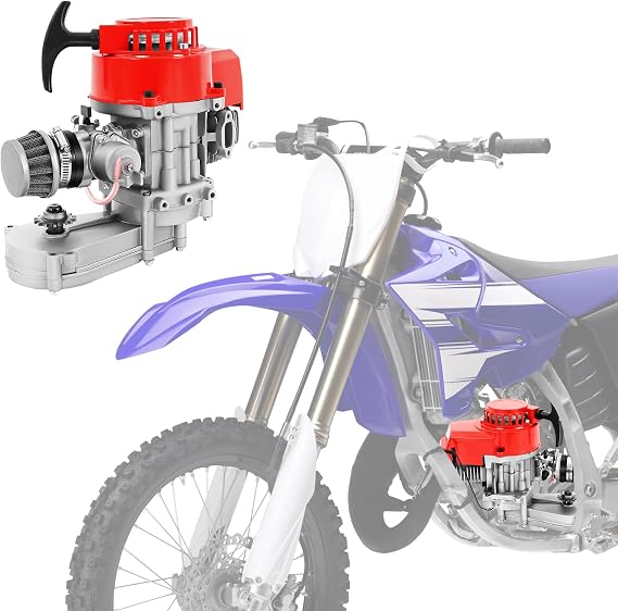 49cc 2 Stroke Pull Start Engine Motor Kit, Single Cylinder Air Cooled Motor Engine withHandles and Cables, 2 Stroke Pull Start Gasoline Engine for Pocket Bike Mini Dirt Bike Mini ATV Other Scooters
