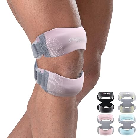 NuCamper Patellar Tendon Support Strap, Adjustable Patella Band Knee Brace for Men & Women Relief Knee Pain, Patella Stabilizer Knee Straps for Running, Basketball, Tendonitis, Jumpers Knees Pink