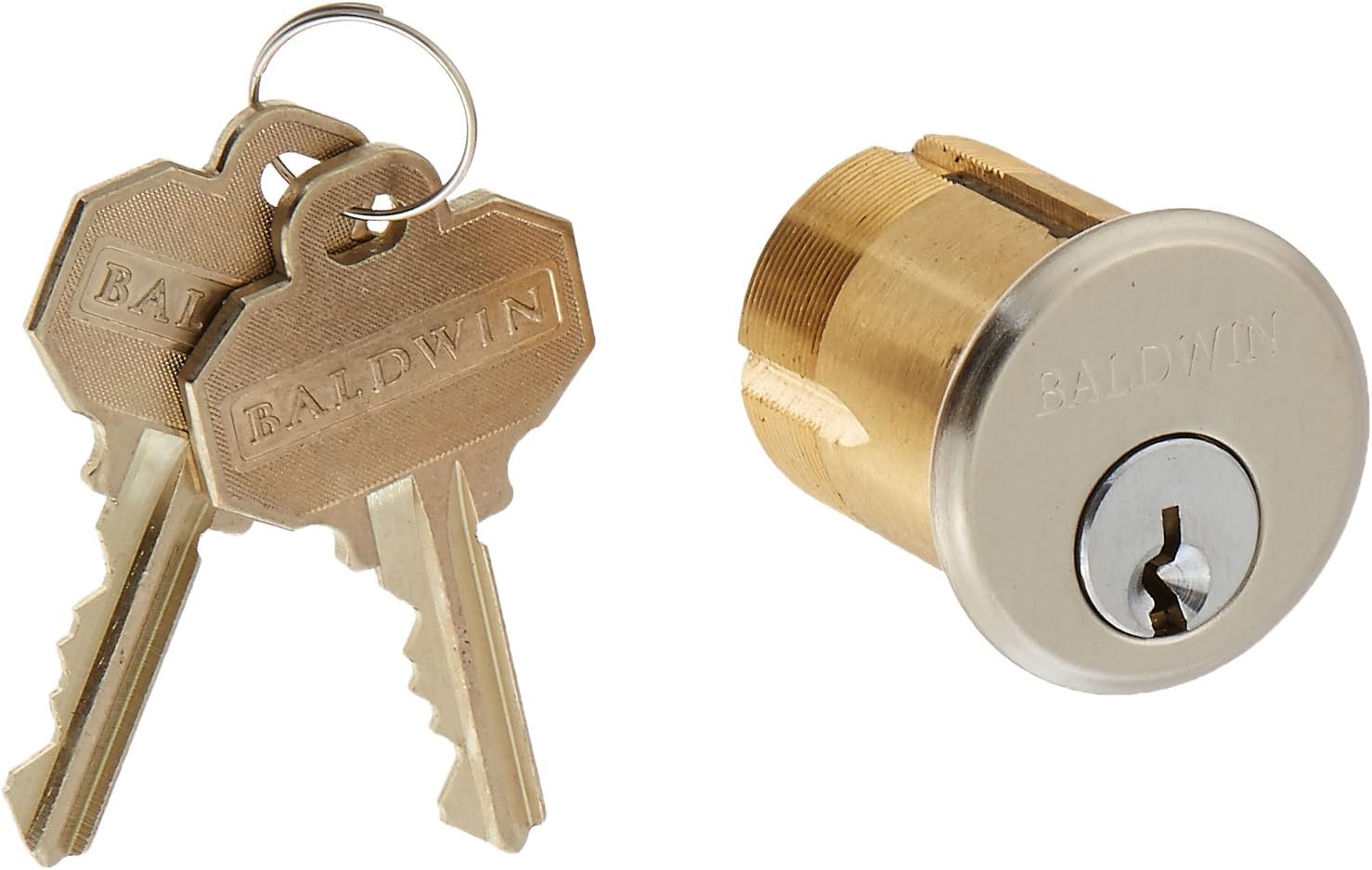 Baldwin 8325 1-1/2" Mortise Cylinder C Keyway, Lifetime Satin Nickel