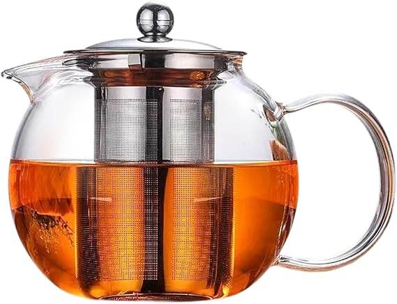 Clear Glass Teapot with Infuser, 600 ml Small Tea Kettle