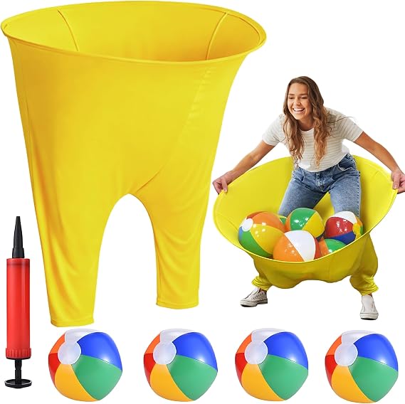 Granny Pants Outdoor Game with 4 Bouncy Balls, Giant Yard Toss Game for Teens & Adults, Hilarious Outdoor Party Relay Game, Team Building Lawn Field Game Set for BBQ, Family Reunion, Picnic
