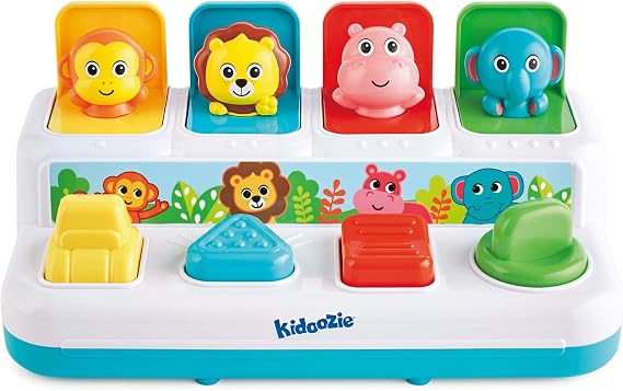 Kidoozie - Pop 'N Play Animal Friends - Baby Pop Up Activity Toy for Colors | Press, pop & peek at animal pals - playful button action that teaches colors, counting & cause-and-effect, Ages 12+ Months