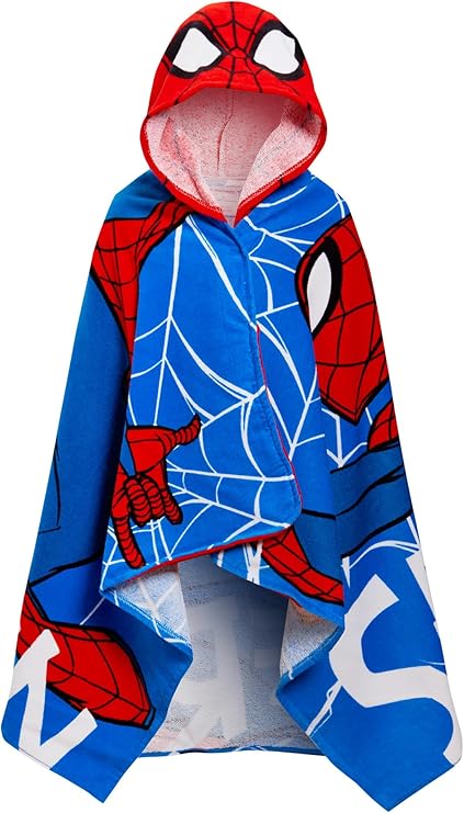 Spiderman Hooded Towel 100% Cotton Dress Up Avengers Poncho Kids Bath Beach Towel Swimming Wrap Boys Changing Robe