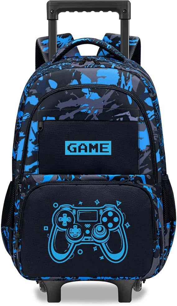 Rolling Backpack for Boys - Boys Backpack with Wheels Trolley School Bag for Teens