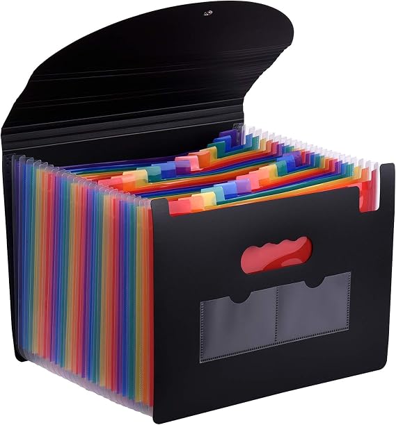 Accordion File Organiser, 24 Pockets Concertina File Expanding A4 Document Organiser with Tabs for Storing Document, Contract, Resume, Test Paper