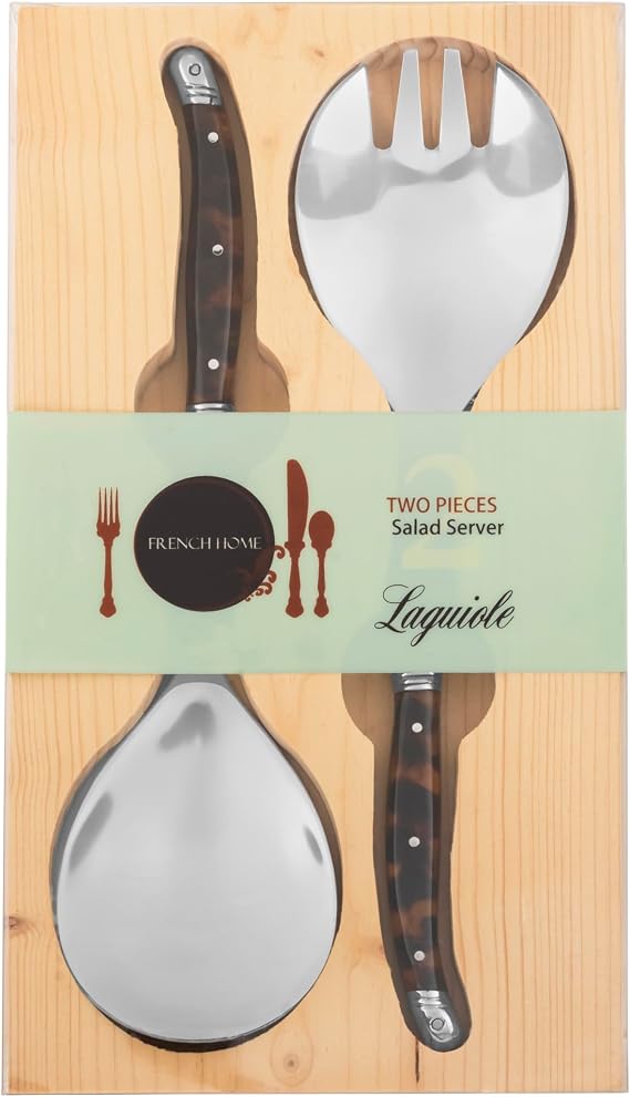 French Home Laguiole Connoisseur Tortoise Shell Salad Servers Set