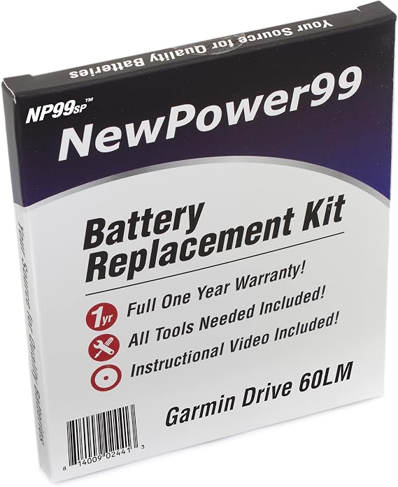 Battery Replacement Kit for Garmin Drive 60LM with Installation Video, Tools, and Extended Life Battery.